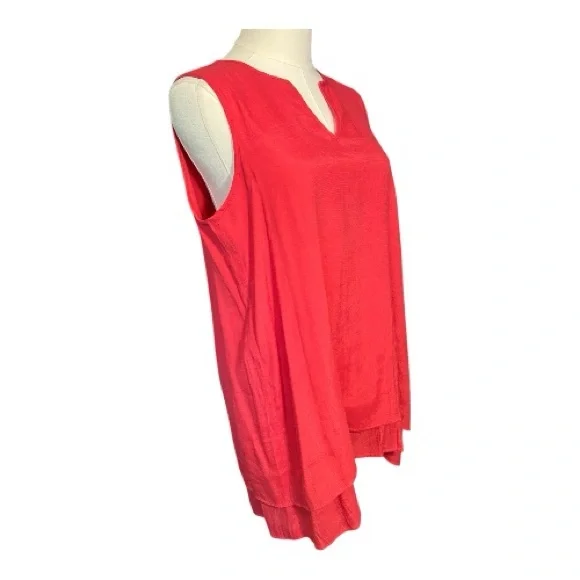 🆕 NWOT Cristina B women’s coral sleeveless high-low layered tunic top | size M - Picture 5 of 10